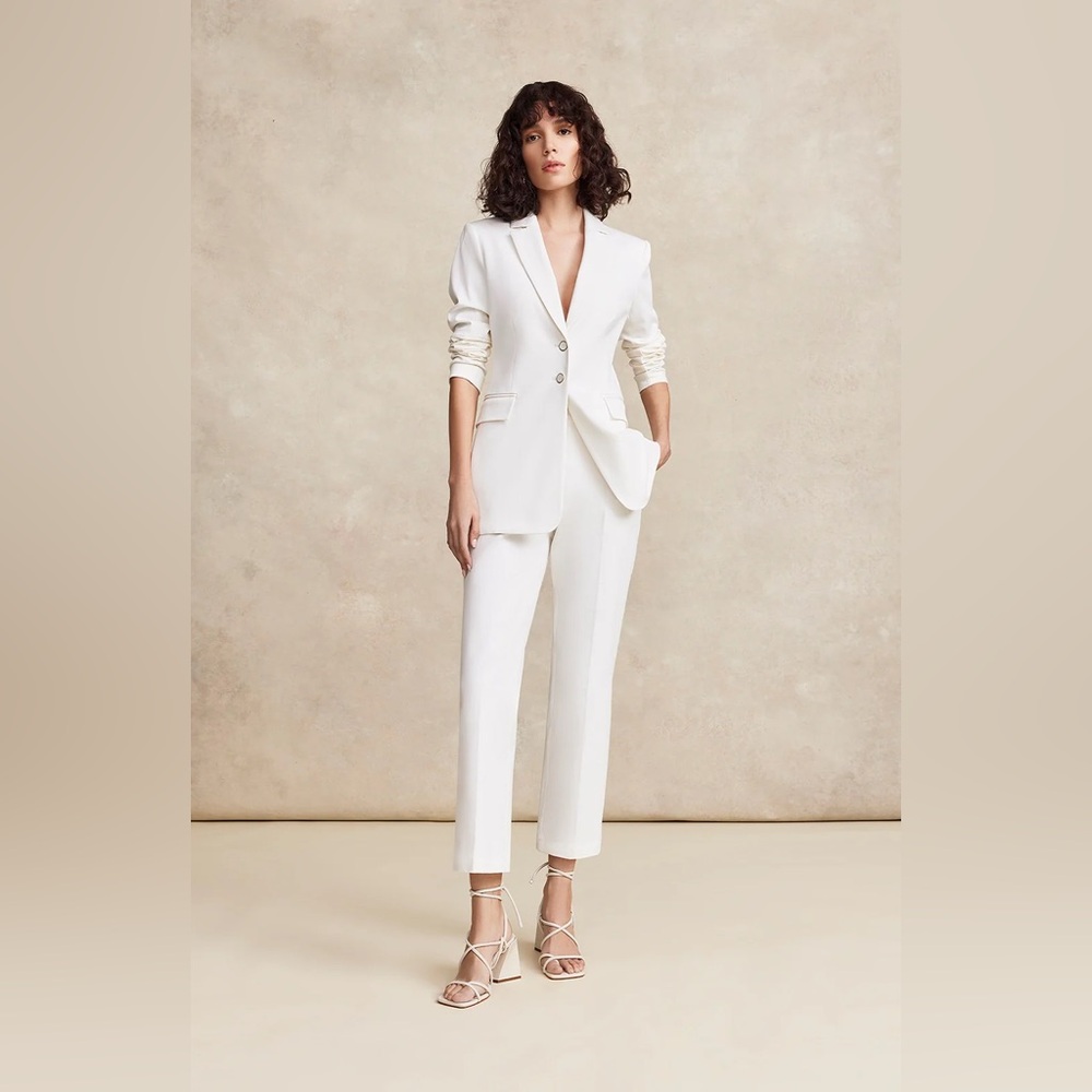 Lela Rose Cream Straight Leg Pants